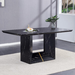 This modern dining table with MDF marbled design gives you a luxurious and elegant feel, adding a touch of elegance whether it is a family dinner or entertaining guests.