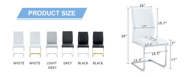 80847abbcaa5483db26045de337027e8_1870820ca8bf77fd24a5c6651effc1c5 Luxury Simple Arch Chair - Set of 8 White PU Material High Resilience Dining Chair with Arched Metal Silver Leg.Packed In Two Boxes.
