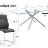 Table and chair set.Modern Luxurious Transparent Tempered Glass Dining Table Set with 6 Chairs.Single fork silver metal table legs.Black high-quality PU dining chairs with silver metal legs.