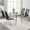 Modern Dining Chairs with Faux Leather Padded Seat Dining Living Room Chairs Upholstered Chair with Metal Legs Design for Kitchen, Living, Bedroom, Dining Room Side Chairs Set of 4 (Grey+PU)C-001