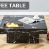 A modern and practical coffee table made of MDF material with black patterns. The fusion of elegance and natural fashion  31.4"*31.4"*12"
