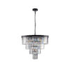 (Same as W1340P188542/L5007-600-B) 24" Contemporary Crystal Modern Chandeliers Crystal Ceiling Chandelier 4 Tier Black Chandelier Lighting for Dining Room Living Room Bedroom (Bulbs Not included)