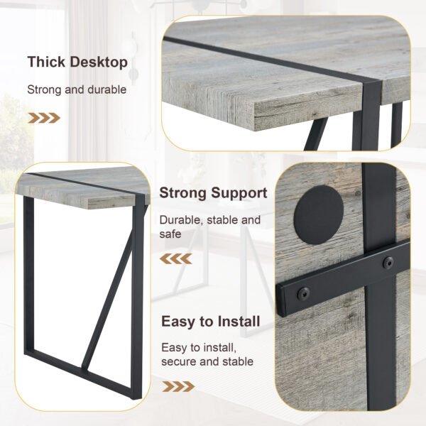 8191e5eb672c40c8a6e2ca339ef90bab_02055c14d3d8fa3cf293c698c079c78c Table and chair set. Modern minimalist grey marble textured MDF dining table with metal frame.Paired with 6 brown technology fabric chairs with Featuring arched black legs.
