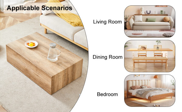 8195c07d3c6042ac8eef862b238fcc2b_c07e75e8cef2e24ee4479239bc3528ed Elevate your living space with this modern MDF coffee table that showcases smooth, light wood color texture patterns. It is characterized by stylish design.39.3*23.6*12.W1151P187998