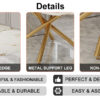 Table and chair set, large modern minimalist rectangular dining table, 0.39-inch imitation marble tabletop and golden metal legs, soft leather seats. F-1537