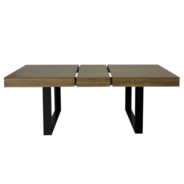 Rectangle extendable dining table for 6-10 people aged effect wood and black 160-200 cm