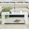 A modern and practical white coffee table and coffee table. The double layered coffee table is made of MDF material,. Suitable for living room, bedroom, and study.43.3"*21.6"*16.5" CT-16