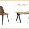 Table and chair set.63"x35.4" Wood-Textured MDF Dining Table with Black A-Frame Legs.Paired with 4 Brown Technology Fabric Round Corner Dining Chair.Density Board Sticker,Iron Pipe Spraying,