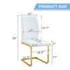 Luxury Simple Arch Chair - Set of 4 White PU Material High Resilience Dining Chair with Arched Metal Gold Leg.
