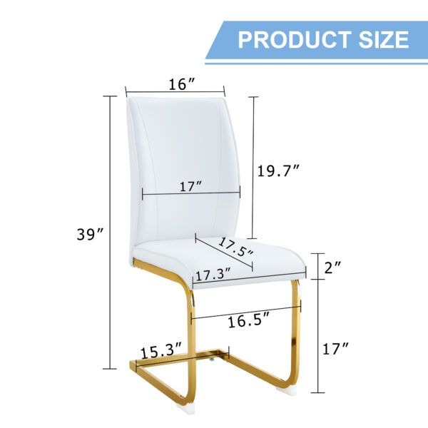 824d7df0d92f474ebbd1e443ce1ddcf4_05b3bb33869598cc44c079912c72a0fe Luxury Simple Arch Chair - Set of 4 White PU Material High Resilience Dining Chair with Arched Metal Gold Leg.