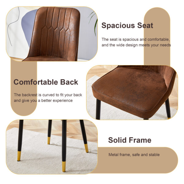 824ef2f485c444f49247a9eda7f111d0_bf3c6024b59cfb0647f4ae5c875a0175 Table and chair set.Industrial Style Walnut-Colored Rectangular Dining Table - 71"x39.3" Large Size.Paired with 6 Brown Suede Chairs.Brown armless dining chair,Suitable for kitchen,Dining room,etc.