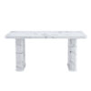 64.5 x 35.4 Inch Stylish Marble Textured Dining Table, Perfectly Blending Simplicity And Transparency. Made of MDF Material With White Marble Texture Stickers, It Exudes A Strong Sense Of Fashion.