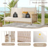 TREXM 1-Piece Woven Rope Outdoor Swing Sofa with Soft Cushions Seating 2 for Patio, Courtyard and Balcony (Beige)