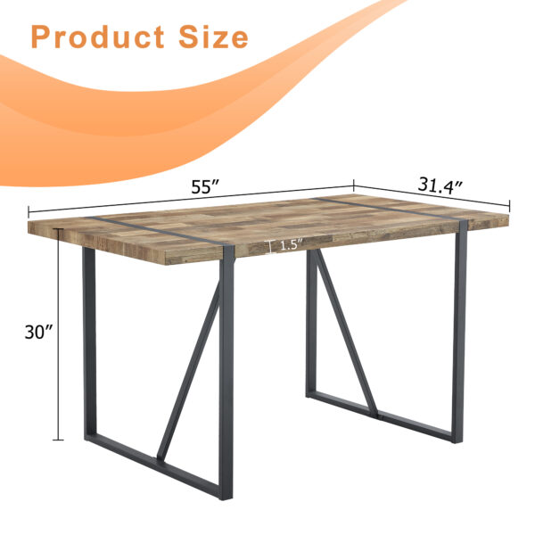 8295f1b1855b49959068a8ac1a082a3c_60652c1021c52dc98691936732304e65 A minimalist retro rectangular dining table with a specially textured top and black metal legs.Contemporary Minimalist MDF Wood Color Textured Tabletop.Able To Give People A Visual Beauty With Rules.