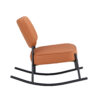 PU material cushioned rocking chair, unique rocking chair, cushioned seat, brown backrest rocking chair, black metal legs. Comfortable side chairs in the living room, bedroom, and office