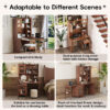 Computer Desk with 90 Degree Rotating Desktop, 43x70 Inch Office Desk with Storage Drawer and Cabinets, Gaming Desk with Shelves, Writing Desk for Study, Work Desk for Home Office Bedroom Living Room