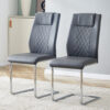 Modern Dining Chairs with Faux Leather Padded Seat Dining Living Room Chairs Upholstered Chair with Metal Legs Design for Kitchen, Living, Bedroom, Dining Room Side Chairs Set of 6 (Grey+PU)C-001