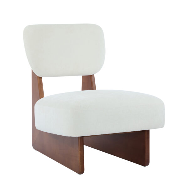 [Set of 2] Modern Beige Lounge Chair with Polyester Upholstery, Sturdy Wood Base With Walnut Finish, Minimalist and Stylish Accent Seating for Living Room, Bedroom, or Office