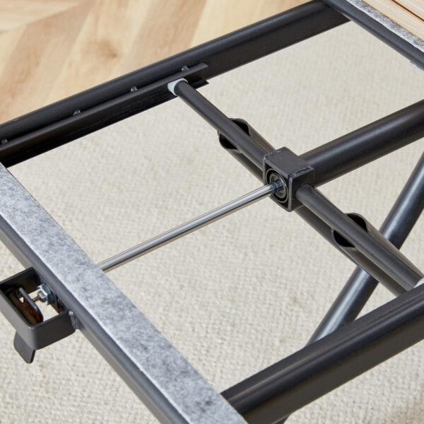 Modern minimalist multifunctional lifting table, with a 0.8-inch wood grain process sticker desktop and black metal legs, can be used as a dressing table, coffee table, dining table, and office table