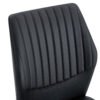Luxury Simple Chair - Set of 6 BLACK PU Material High Resilience Dining Chair with Metal Gold Leg.The Chair Back Has a Vertical Stripe Design With Smooth And Uniform Lines.