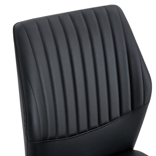 82fe700414ea4dca924c5c9317d74807_7379c09c758a74770ea4b4a0a146364c Luxury Simple Chair - Set of 6 BLACK PU Material High Resilience Dining Chair with Metal Gold Leg.The Chair Back Has a Vertical Stripe Design With Smooth And Uniform Lines.