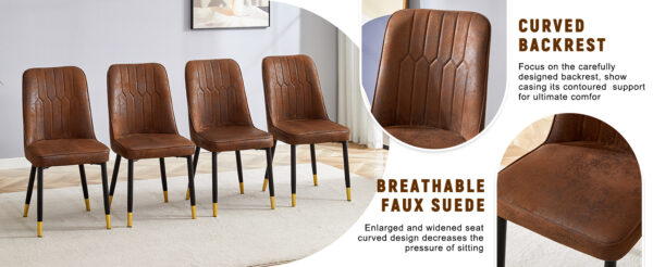 831216c527964c99bfe1cb5456845205_340eac15fd5cfcb0eca11821a1705635 Table and chair set.64.5 x 35.4 Inch Stylish Wood Color Textured Dining Table.Paried With 6 BrownTechnology-Fabric Dining Chairs.Suitable for kitchen,Dining room,etc.