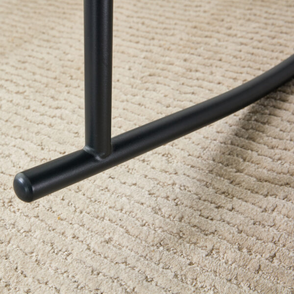 PU material cushioned rocking chair, unique rocking chair, cushioned seat, brown backrest rocking chair, black metal legs. Comfortable side chairs in the living room, bedroom, and office
