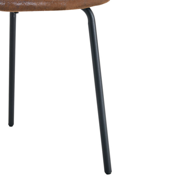 833584b2abb04065b3d0cb3b60b9bd2f_932334332c131977de4ce63b91e73b4c Table and chair set.A Modern Minimalist Circular Dining Table With A Diameter Of 33.3 Inches.Paired With 4 High Quality Brown Dining Chairs Made Of Technology-Fabric.Iron pipe spraying Legs.