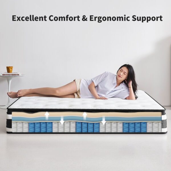 12 Inch  Full Size Breathable Cool Oeko-Tex100 Cover Memory Foam Individual Pocket Spring Hybrid Mattress