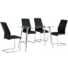 Modern Dining Chairs with Faux Leather Padded Seat Dining Living Room Chairs Upholstered Chair with Metal Legs Design for Kitchen, Living, Bedroom, Dining Room Side Chairs Set of 4 (Black+PU) C-001