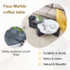 Modern Simple Double-Layer Round Coffee Table - Transparent Gray Glass Top with Black MDF L-Shaped Legs.The detachable design can make the use of space more flexible.