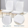 Luxury Simple Chair - Set of 6 White PU Material High Resilience Dining Chair with Metal Silver Leg.The Chair Back Has a Vertical Stripe Design With Smooth And Uniform Lines.