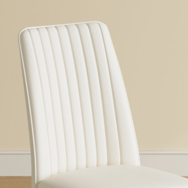4 Dining Chair Set, White Dining Chair Set, PU Material High Back Seat and Sturdy White Leg Chair for Dining Room, Kitchen and Living Room c-010