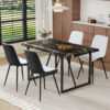 Table and chair set.Modern Black Marble Pattern MDF Dining Table Set - 55"x31.4" with 4 Extended Seat Cushion PU Dining Chairs.White and Black Splicing Colors Cushion.Iron Pipe Spraying Chair Legs.