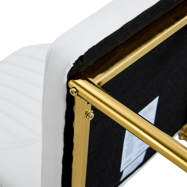 83bc1d0d9adc4f45afdd9c97402bd17f_58a335a9525555cf74885fe626b3028b Luxury Simple Chair - Set of 6 White PU Material High Resilience Dining Chair with Metal Gold Leg.The Chair Back Has a Vertical Stripe Design With Smooth And Uniform Lines.