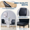 Luxury Simple Chair - Set of 6 BLACK PU Material High Resilience Dining Chair with Metal Black Leg.The Chair Back Has a Vertical Stripe Design With Smooth And Uniform Lines.