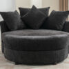 Orisfur. 360° Swivel Accent Barrel Chair with Storage Ottoman & 4 Pillows, Modern Chenille Leisure Chair Round Accent for Living Room, Gray