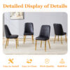 Table and chair set.Luxurious Style Tempered Glass Dining Set-71"x35.4"with 8 Black PU Chairs with Simple Line Designs On The Backrest .Golden Metal Legs.Tempered Glass Top With White Texture sticker.