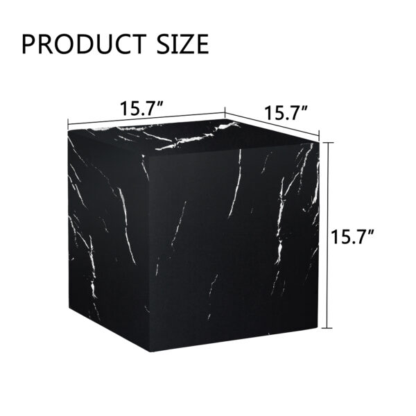 83f1fac819e2417481c846f7b8cc97cf_cd94d2ca2ca1d703a754462ab9bf8f4b 15.7*15.7*15.7 Inch Black Marble Texture MDF Coffee Table - Luxurious Design, Perfect Living Room Accent.Cube fashion texture design coffee table, suitable for various situations and scenes.