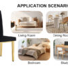 4 piece dining chairs.The gold metal legs complement the black velvet, showcasing a perfect blend of modern and classic elements.Suitable for various occasions such as kitchens,conference rooms, etc.