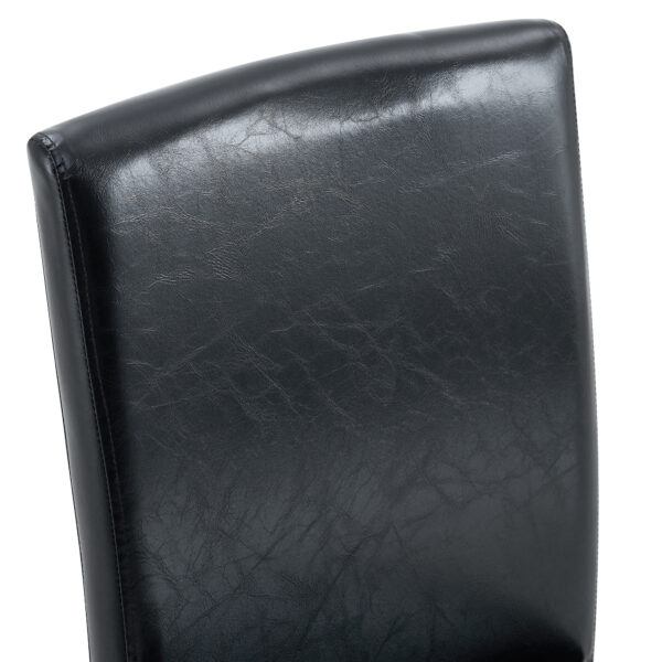 83feb424a7ea4e8faff561e866479150_92cfcfd12f19706692435842bbf7d9e2 Table and chair set.79"x31.5" Inch Tempered Glass Tabletop With X-shaped Black Metal Table Legs,Wood Grain Textured MDF Crossbeam.Paired With 10 Black PU Dining Chairs, Simple And Versatile.