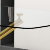 Large Modern Minimalist Rectangular Glass Dining Table with 0.39" Tempered Glass Top and Gilded Metal Legs for Kitchen, Dining Room, Living Room, Meeting Room, Ballroom 71" x 35.4" x 30".