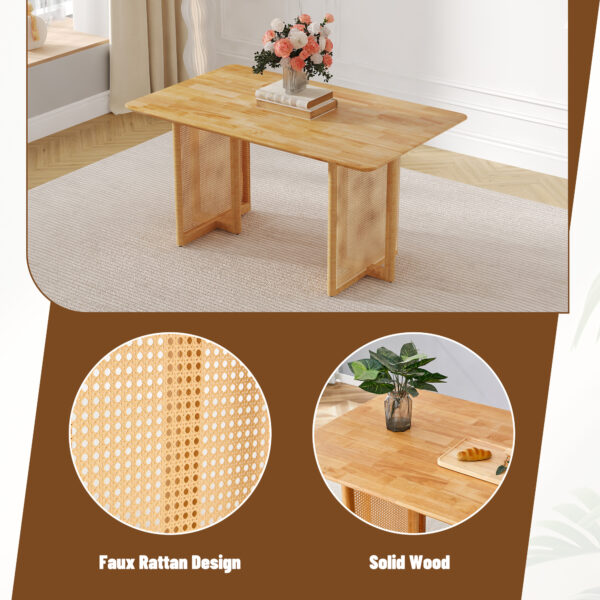 842521f939d44842b11fb01ad281cde8_3f428b435ccaf9ffe712000b41a527b7 Chinese country retro solid wood dining table, simple modern imitation rattan dining table, wooden dining table.Suitable for dining room, living room, office.Natural Style Solid Wood Dining Table.