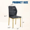 Luxury Simple Chair - Set of 6 BLACK PU Material High Resilience Dining Chair with Metal Gold Leg.The Chair Back Has a Vertical Stripe Design With Smooth And Uniform Lines.