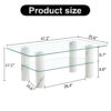 Modern minimalist double layered transparent tempered glass coffee table and coffee table, paired with white MDF decorative columns. Computer desk. Game table. CT-X02