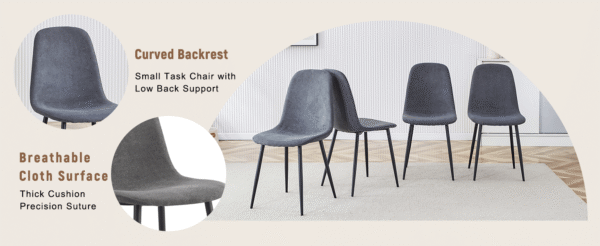 Table and chair set.71*35.4 inch Wooden And Black Spliced Dining Table With Storage Function In The Middle Of The Table Legs.Paired With 8 Chairs Made Of Dark Gray Lnen Fabric.Iron pipe spraying Legs.