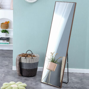 4rd generation packaging upgrade brown solid wood frame full body mirror, dressing mirror,  decorative mirror, clothing store, floor standing mirror. W1151124247