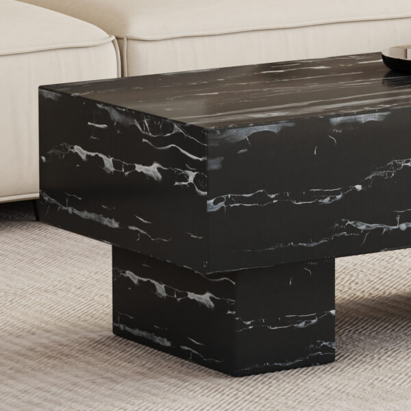 84876460b35641ef981461afd77d9e28_20240123_ccf9d6de8e46d8de5c1c92cb7d5c24a3 The black coffee table has patterns. Modern rectangular table, suitable for living rooms and apartments. 43.3"*21.6"*17.2"