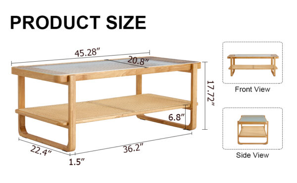 849af25219c44735ab3edb39b43dcfb8_20240123_12da6854c728eeaab5044bdd44a47f4f Modern simple rectangle double-layer solid wood Glass desktop tea table rattan woven Chinese side table small rectangle table suitable for living room, dining room and bedroom