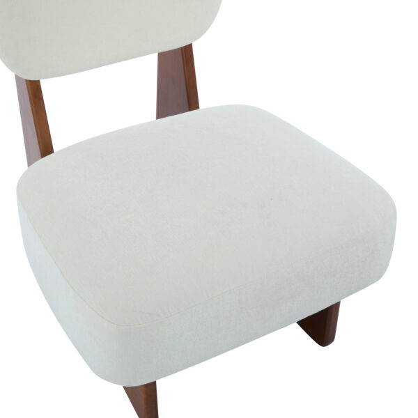 [Set of 2] Modern Beige Lounge Chair with Polyester Upholstery, Sturdy Wood Base With Walnut Finish, Minimalist and Stylish Accent Seating for Living Room, Bedroom, or Office